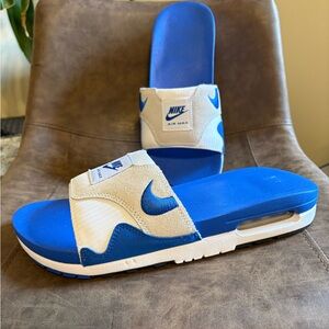 Nike Blue and White Air Max Slide Sandals